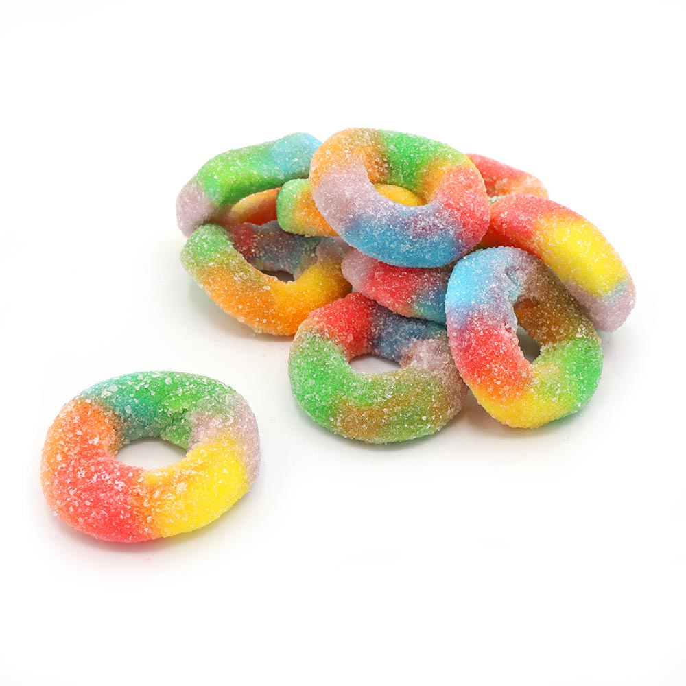 Rainbow flowers, Rings, bottles