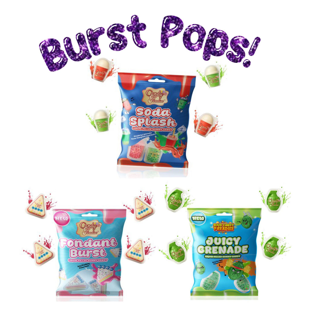 Candy Paradise Burst Pops Gummy Candy with Liquid centre, Viral trending Sweets