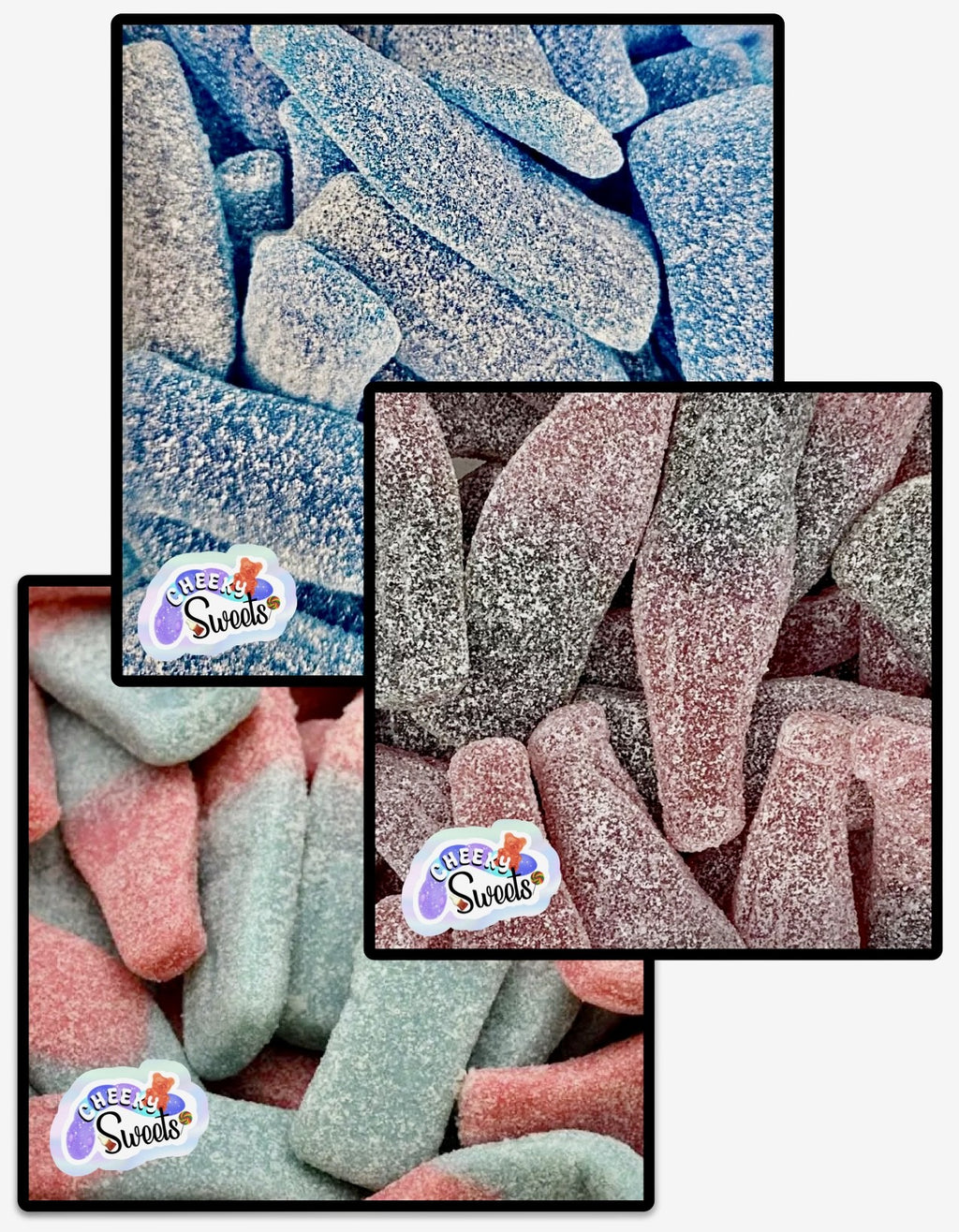 Giant Fizzy Bottles (Blue Raspberry, Bubble Gum, Cherry Cola)