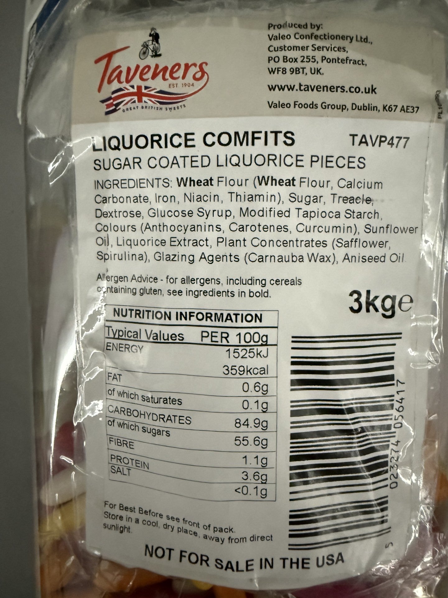 Taveners Liquorice Comfits (Torpedoes)