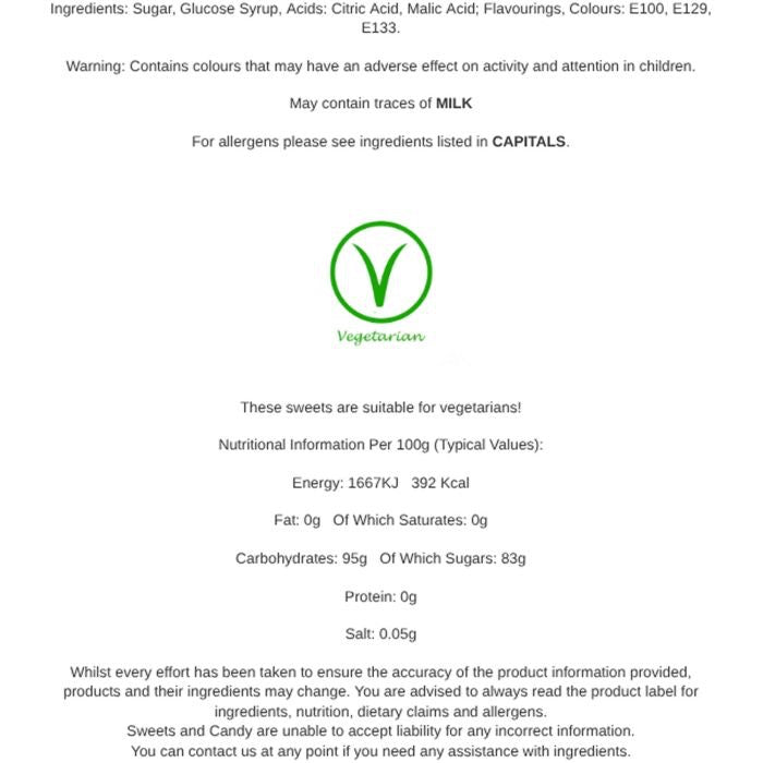 Vidal Lotta 150 Lollies Full Tub, Sour Blue Raspberry Tongue Painter, Traffic Light or Cherry Tongue Painter