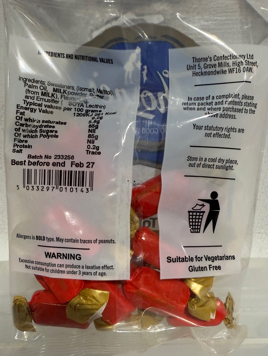 SUGAR FREE (Pear drops, Spearmint Chews, Blackcurrant & Liquorice, Assorted Toffees, Rum 7 Butter Toffee, Everton Mints and Strawberry Sherbets)