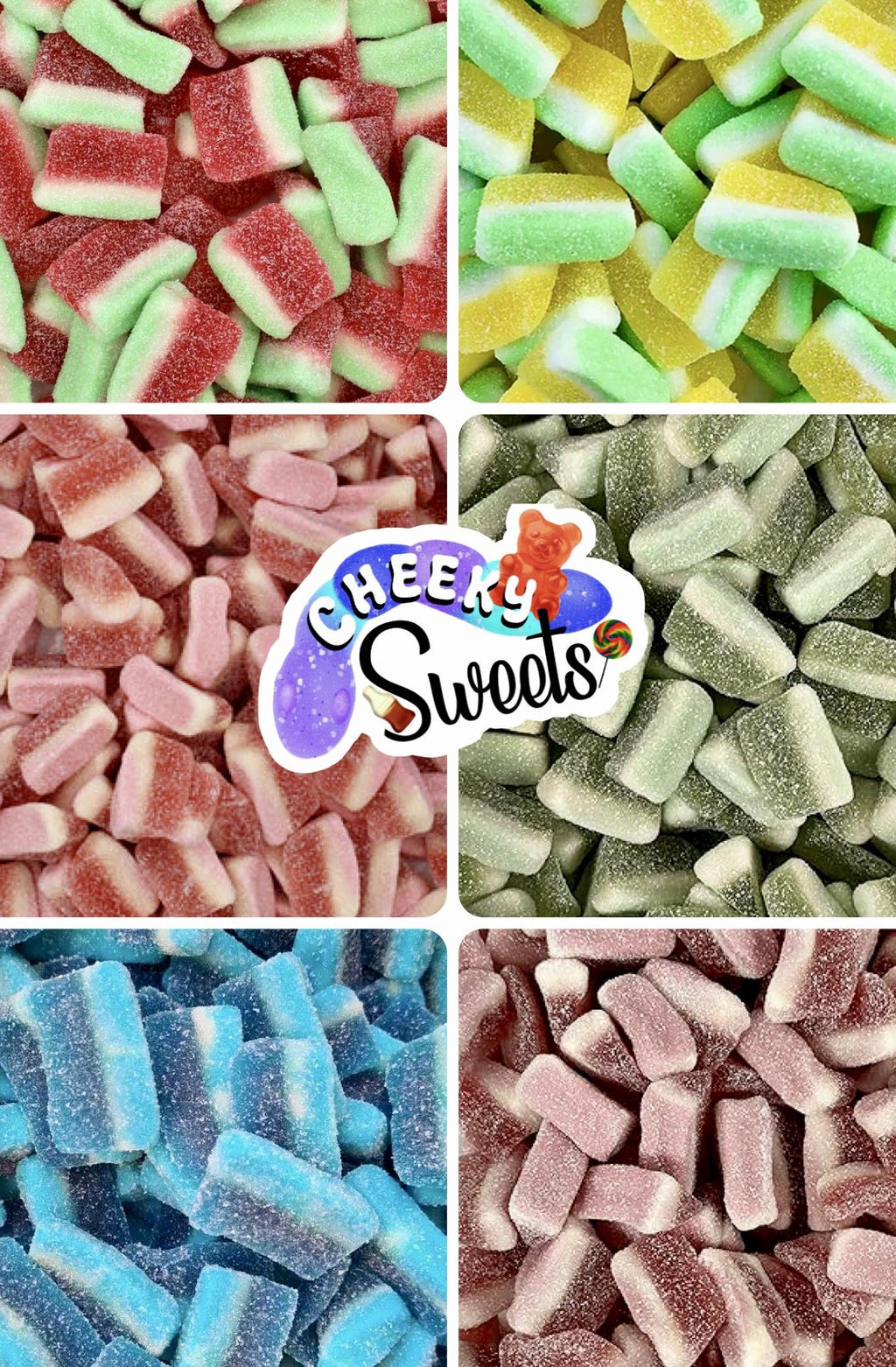 Fizzy Fruit Slices (Watermelon, Blue Raspberry, Strawberry, Lime, Pina Colada, Cherry)