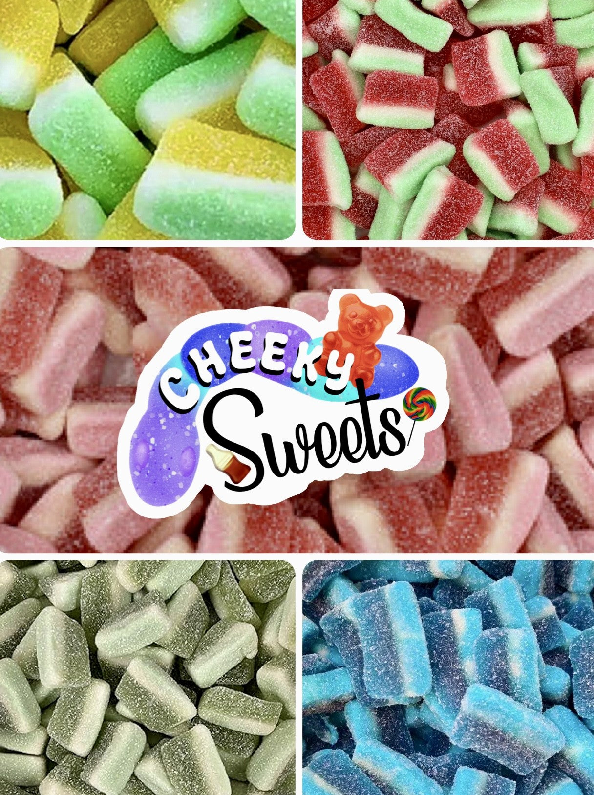 Fizzy Fruit Slices (Watermelon, Blue Raspberry, Strawberry, Lime, Pina Colada)