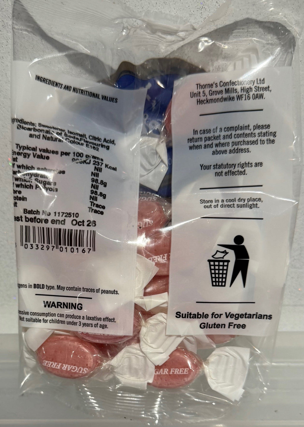 SUGAR FREE (Pear drops, Spearmint Chews, Blackcurrant & Liquorice, Assorted Toffees, Rum 7 Butter Toffee, Everton Mints and Strawberry Sherbets)