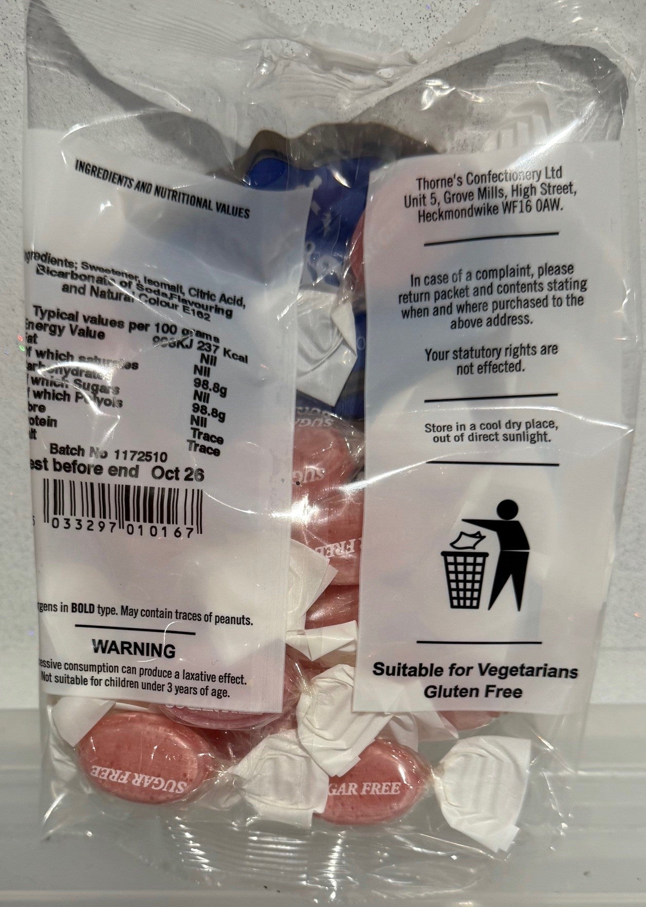 SUGAR FREE (Pear drops, Spearmint Chews, Blackcurrant & Liquorice, Assorted Toffees, Rum 7 Butter Toffee, Everton Mints and Strawberry Sherbets)